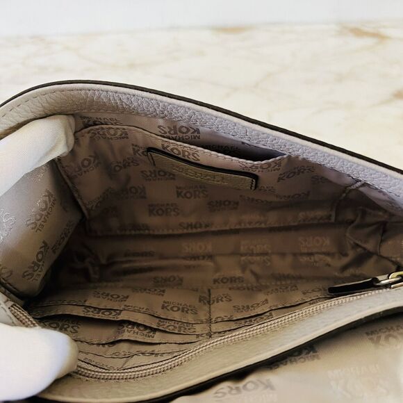 MICHAEL KORS Jet Set Chain Pearl Grey Leather Small Shoulder Flap Shoulder Bag - Picture 7 of 8